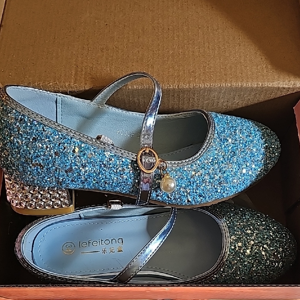 Blue Glitter Mary Jane Shoes
